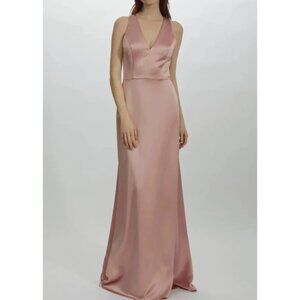 Amsale Kelani Satin Gown Size 8 Rose Pink Bridesmaid Dress